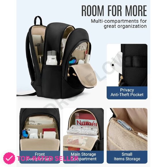 Brand New LIGHT FLIGHT Backpack 15.6 Black Laptop Bag - Picture 2 of 4